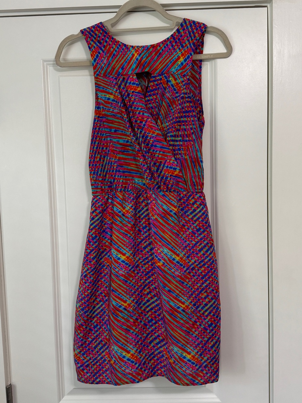 Amanda Uprichard P / XS Multicolor 100% Silk Sleeveless Mini Dress w/ Keyhole